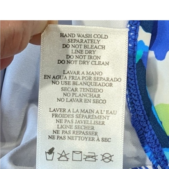 Tahari 1 Piece Swimsuit Juniors L NWT Off Shoulder Purple Blue - Picture 8 of 9